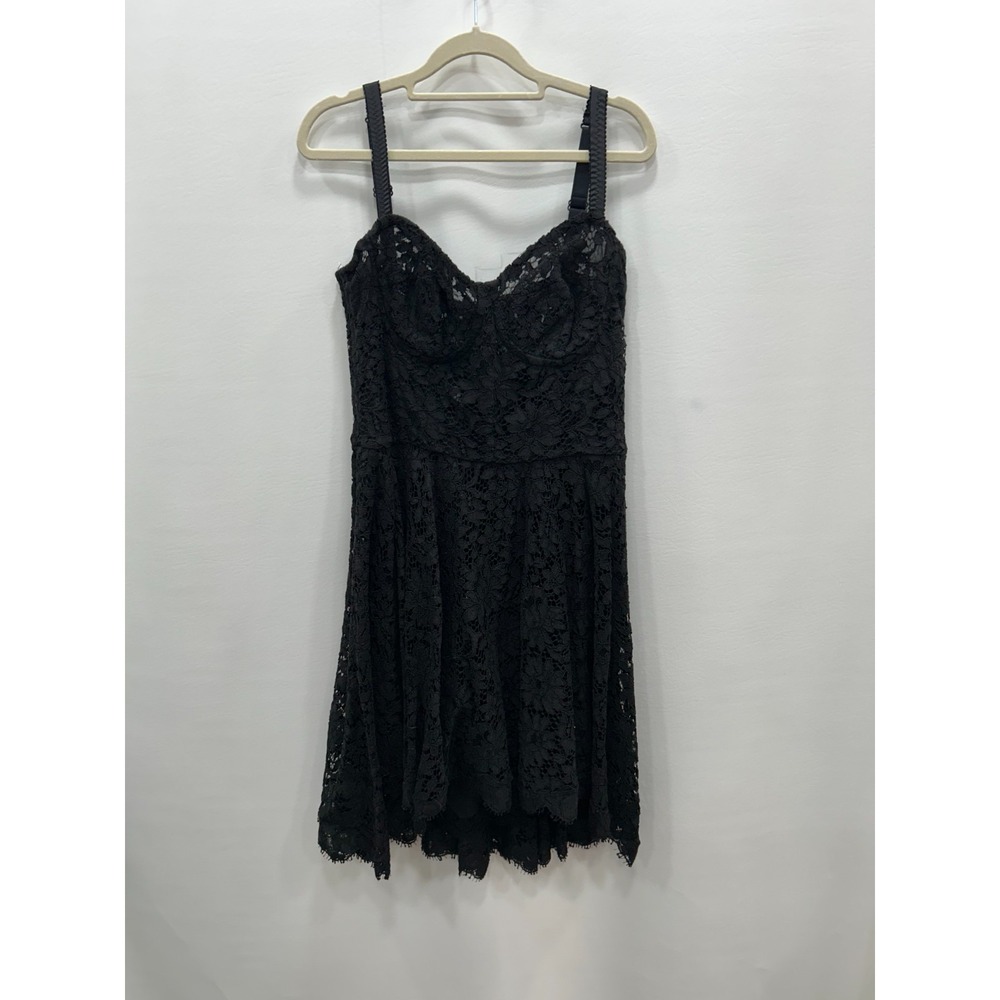 Black Lace Corset Fit Flare Dress Womens Small Gothic Coquette Party Whimisigoth
